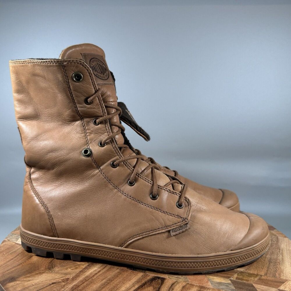 Palladium Pampa Hi Shoes Womens Size 9.5 Brown Leather Boots Rugged